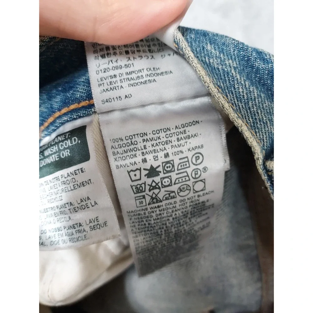 Levis 501 Shorts Mens 29 Premium Denim Camo Print Blue Button Fly Frayed Hem
